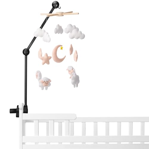 GlikCeil Wooden Baby Crib Mobile Arm Cloud Design Black