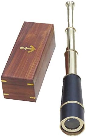 Brass Nautical Telescope with Leather Accents 18 Inch Collectible Decor