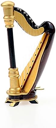 Wooden Miniature Harp with Case Decor