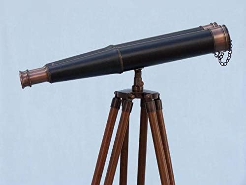 Hampton Nautical 62 Floor Standing Telescope with Leather Binoculars