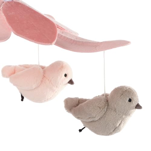 Lambs Ivy Petals Pink Gray Birds Musical Crib Mobile