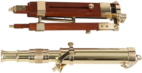 Vintage Brass Telescope with Wooden Tripod Stand