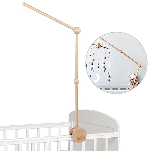 Wooden Baby Crib Mobile Holder Arm 33 Inch Natural Beech Wood