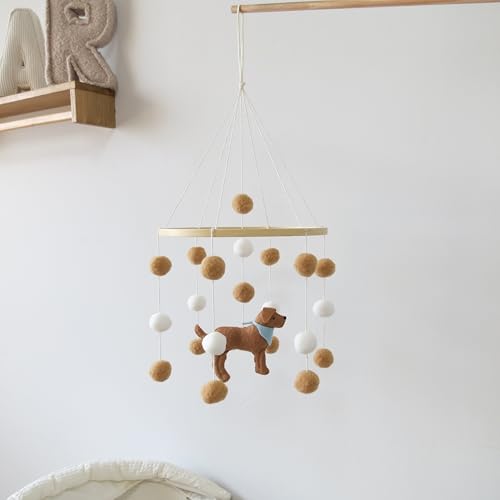 Baby Crib Mobile with Dog and Felt Ball Design