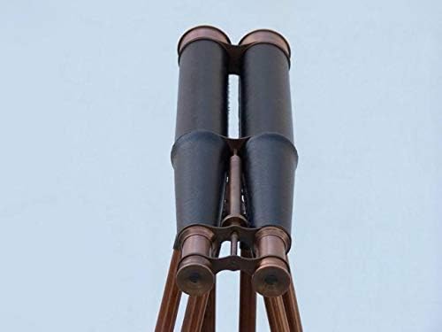 Hampton Nautical 62 Floor Standing Telescope with Leather Binoculars