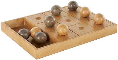 Deco 79 Brown Wood Board Game Set with 9 Balls