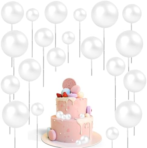 20 Pcs White Cake Topper Balloons Decorations