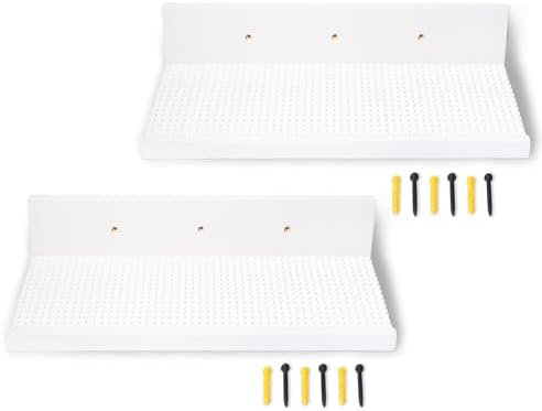 16in Floating Shelves for Building Block Display - White 2-Pack