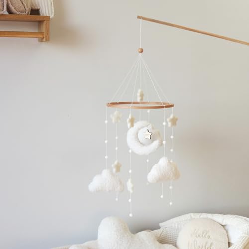 Boho Cloud Moon Crib Mobile for Boys and Girls