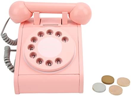 Wooden Simulation Retro Dial Phone for Kids