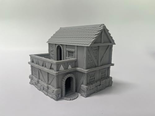 Paintable Tabletop Miniature Medieval Town Building Terrain Set for RPG War Games