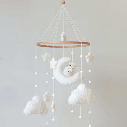 Boho Cloud Moon Crib Mobile for Boys and Girls