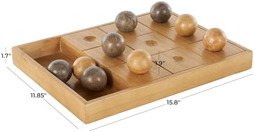 Deco 79 Brown Wood Board Game Set with 9 Balls