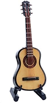 Wooden Miniature Guitar with Stand and Case Musical Decor