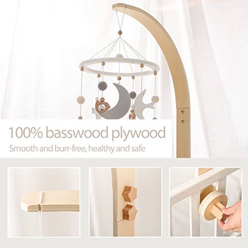 Wooden Crib Mobile Arm with Curved Design
