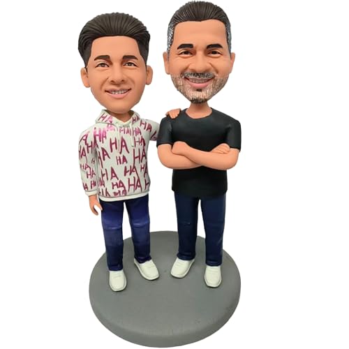 Custom Bobble Head Figurine Father and Son Handmade Sculpture Gift