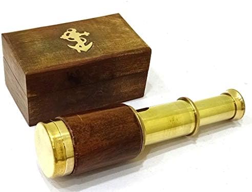 Nautical Pirate Brass Telescope with Wooden Box Gift