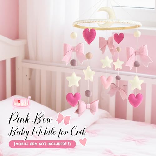 Pink Bow Baby Crib Mobile for Girls