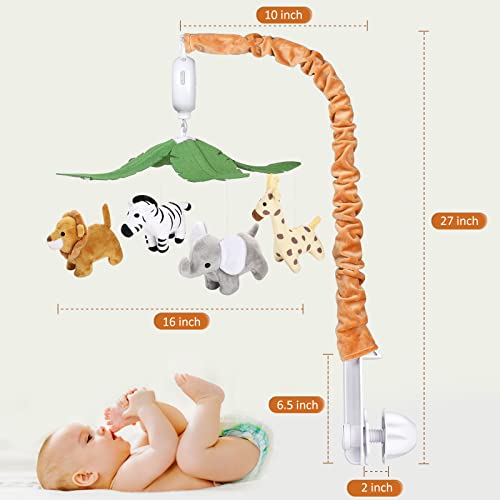 CLYMENE Safari Animals Baby Musical Crib Mobile