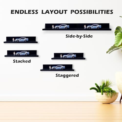 16in Floating Shelves for Building Block Display - White 2-Pack