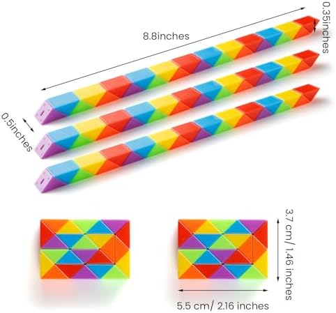 Fidget Snake Cube Rainbow Twist Puzzle Toy for Kids and Adults