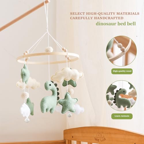 Soft Green Dinosaur Baby Mobile for Crib