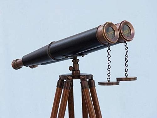 Hampton Nautical 62 Floor Standing Telescope with Leather Binoculars