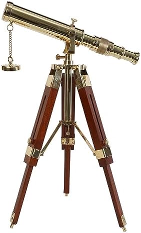 Vintage Brass Telescope with Wooden Tripod Stand