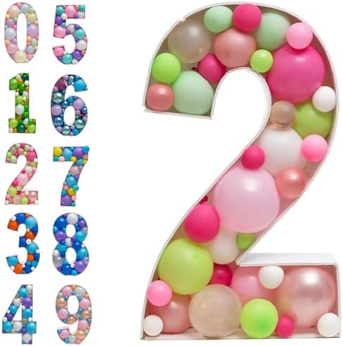 Mosaic Balloon Frame Numbers 2 Pre-Cut Foam Board Birthday Backdrop