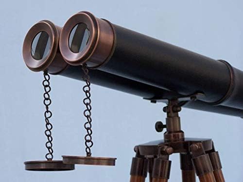 Hampton Nautical 62 Floor Standing Telescope with Leather Binoculars