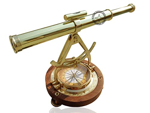 Handmade Brass Alidate Chrome Telescope with Compass Decor