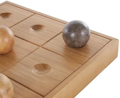 Deco 79 Brown Wood Board Game Set with 9 Balls
