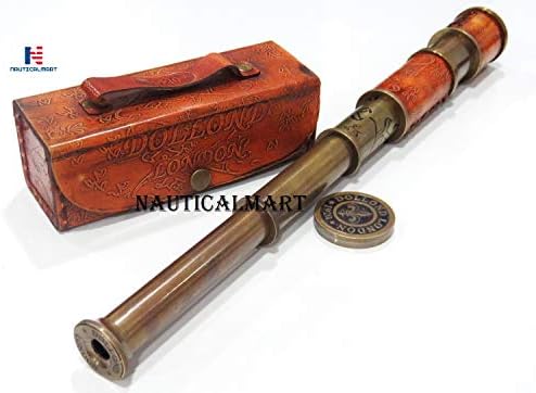 Brass Nautical Telescope Spyglass in Leather Box