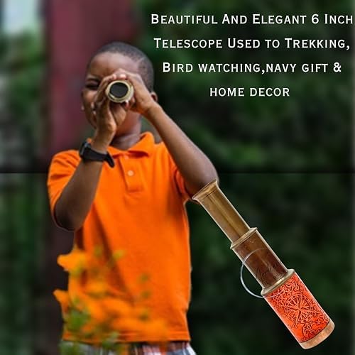 Nautical Brass Telescope with Wooden Box