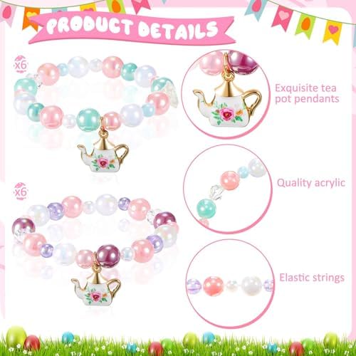 Ecally 12 Pcs Tea Party Favors Bracelet Set