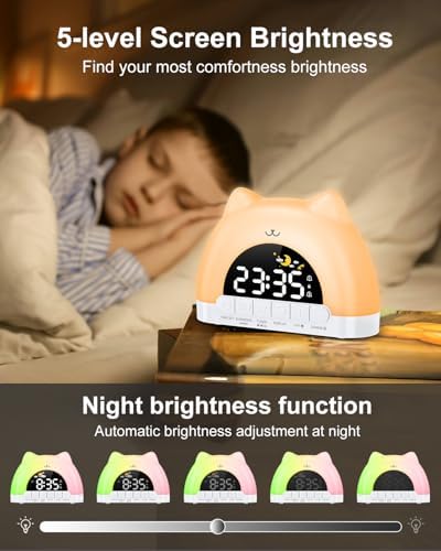 Ankilo Kids Alarm Clock with Night Light and Dual Alarms