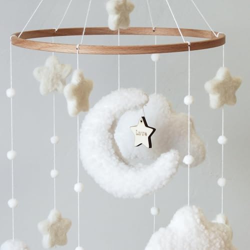 Boho Cloud Moon Crib Mobile for Boys and Girls