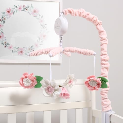 Peanutshell Pink Floral Crib Mobile with 12 Lullabies