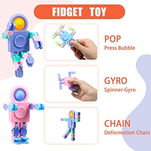 Hanaive 24 Pcs Robot Fidget Spinners Transformable Stress Relief Toy