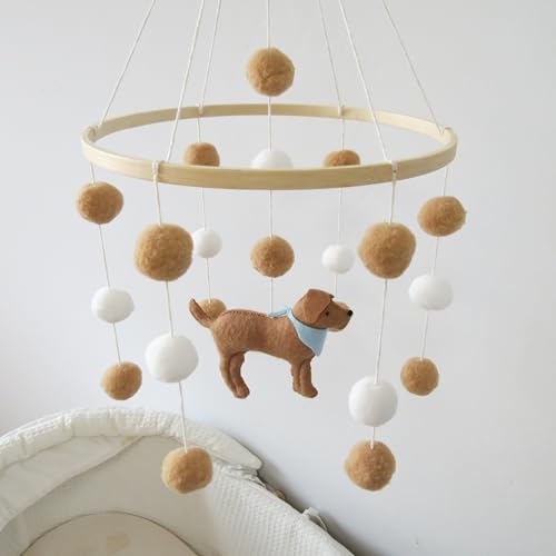 Baby Crib Mobile with Dog and Felt Ball Design
