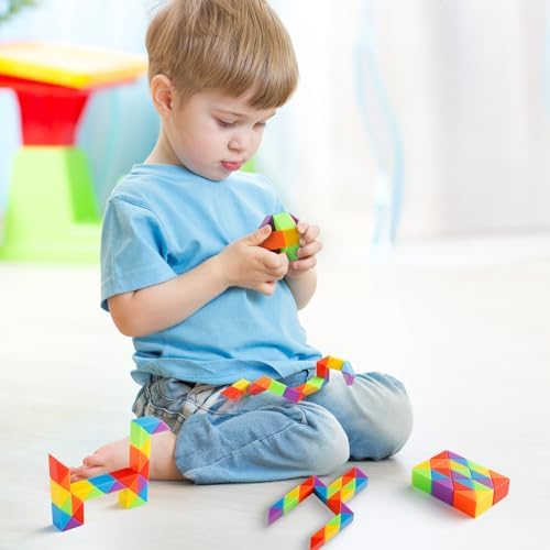 Fidget Snake Cube Rainbow Twist Puzzle Toy for Kids and Adults
