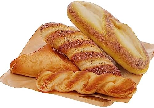 Woration 4pcs Artificial French Bread Display Set