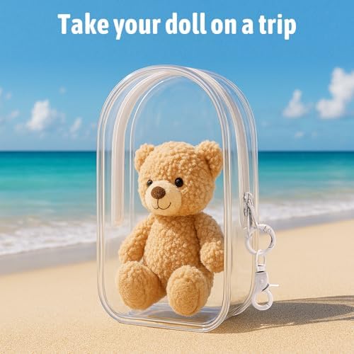 Clear Figure Display Bag with Keychain for Dolls