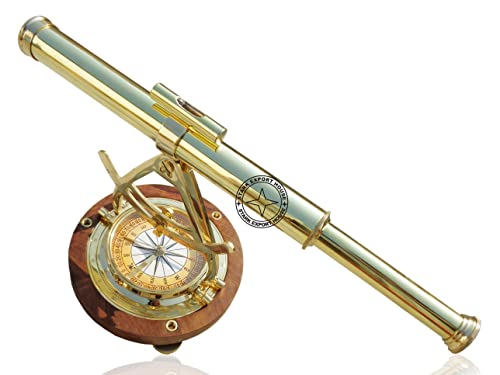 Handmade Brass Alidate Chrome Telescope with Compass Decor