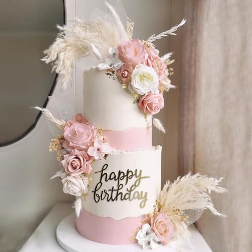 33 PCS Boho Cake Topper Decorations Pink