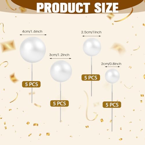 20 Pcs White Cake Topper Balloons Decorations