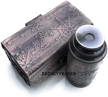 6 Inch Brass Telescope Nautical Pirate Spyglass with Leather Case