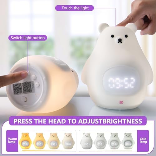 Smart Kids Alarm Clock Lamp with App Control and Green Night Light