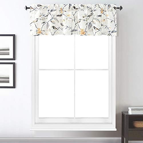 Leeva Grey Birds Valance 52x18 Inch Rod Pocket Curtain