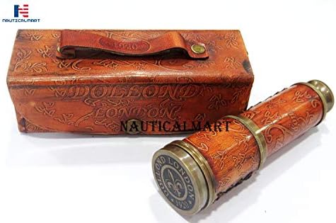 Brass Nautical Telescope Spyglass in Leather Box